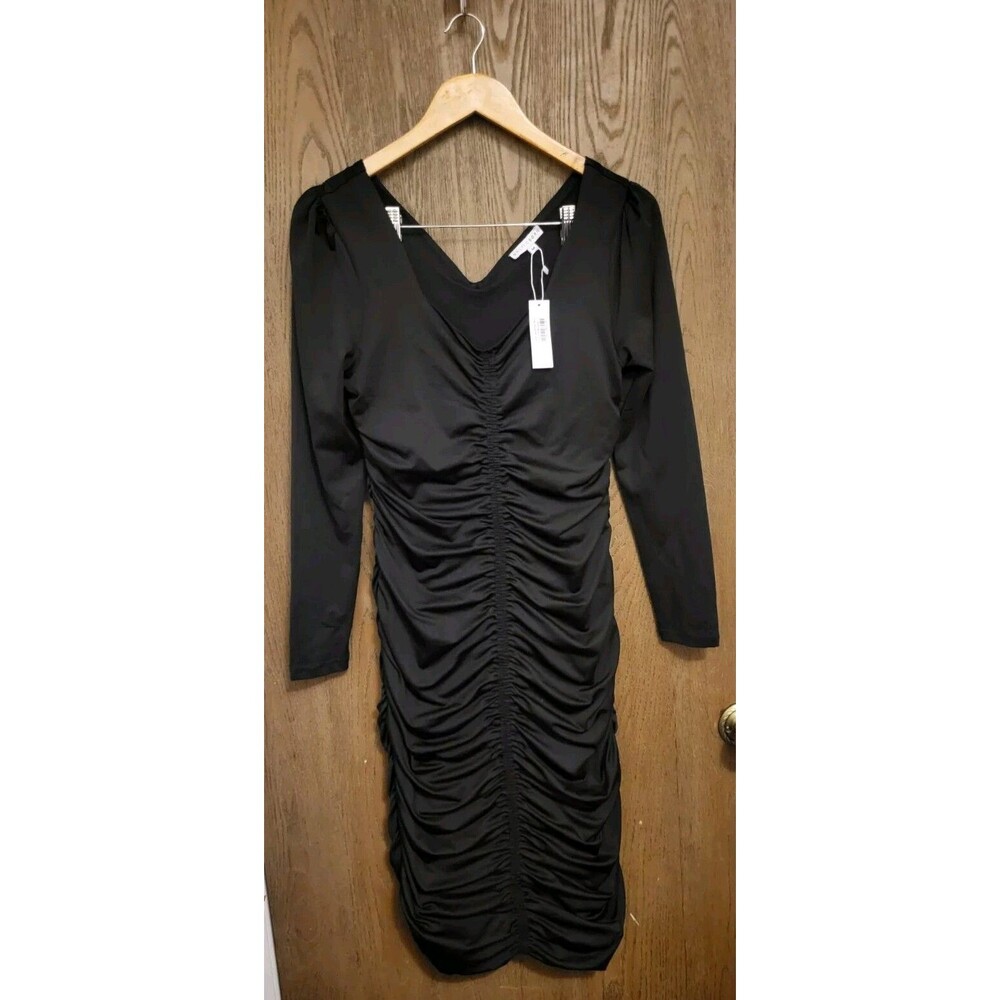 Baltic Born Women's Black Camden Town Midi Ruched Dress Size Medium